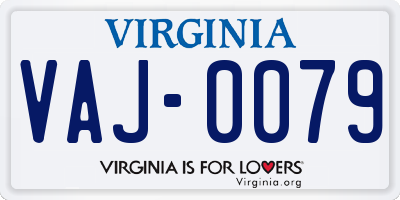 VA license plate VAJ0079