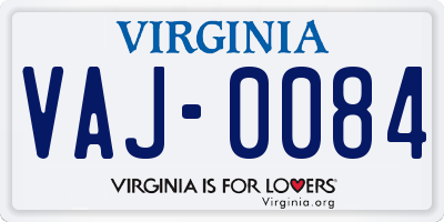 VA license plate VAJ0084