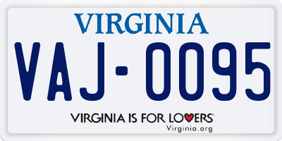 VA license plate VAJ0095