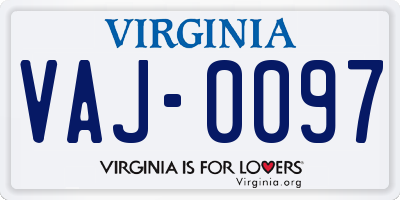 VA license plate VAJ0097