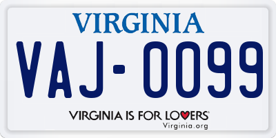 VA license plate VAJ0099