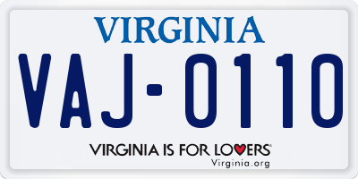 VA license plate VAJ0110