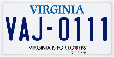 VA license plate VAJ0111