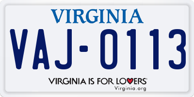 VA license plate VAJ0113