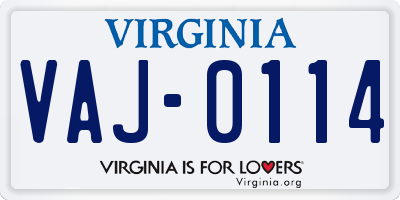 VA license plate VAJ0114