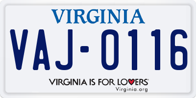 VA license plate VAJ0116