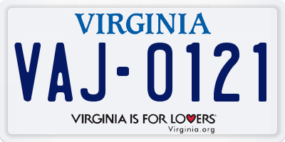 VA license plate VAJ0121
