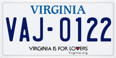 VA license plate VAJ0122