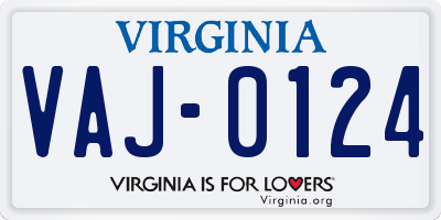 VA license plate VAJ0124