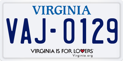 VA license plate VAJ0129
