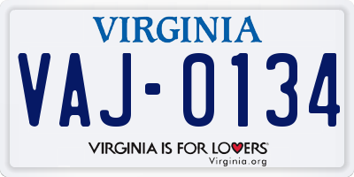 VA license plate VAJ0134