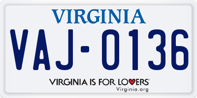 VA license plate VAJ0136