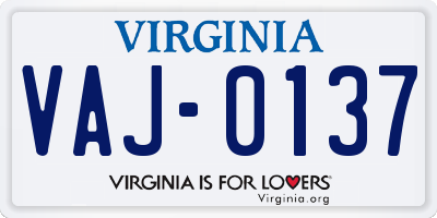 VA license plate VAJ0137