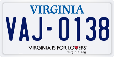 VA license plate VAJ0138