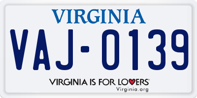 VA license plate VAJ0139