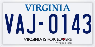 VA license plate VAJ0143