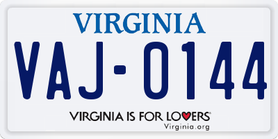 VA license plate VAJ0144