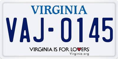 VA license plate VAJ0145
