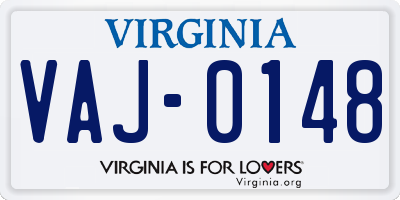VA license plate VAJ0148