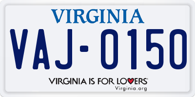 VA license plate VAJ0150