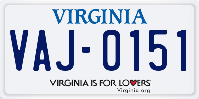 VA license plate VAJ0151