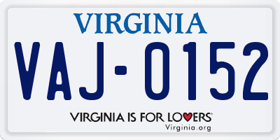 VA license plate VAJ0152