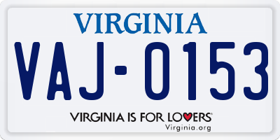 VA license plate VAJ0153