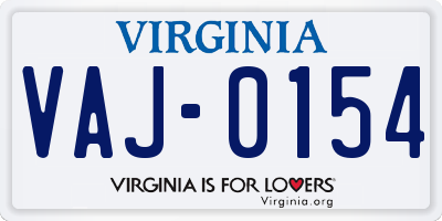 VA license plate VAJ0154