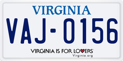 VA license plate VAJ0156