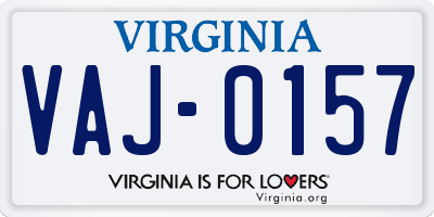 VA license plate VAJ0157