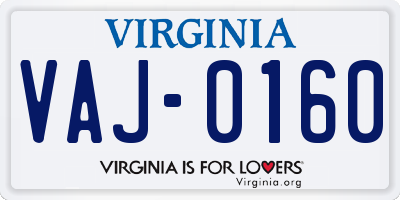 VA license plate VAJ0160