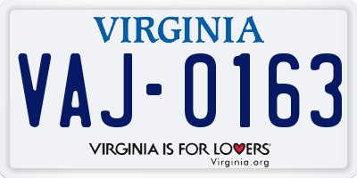 VA license plate VAJ0163