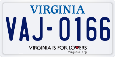 VA license plate VAJ0166