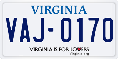 VA license plate VAJ0170