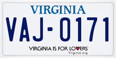 VA license plate VAJ0171