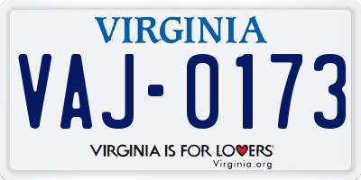 VA license plate VAJ0173