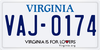 VA license plate VAJ0174