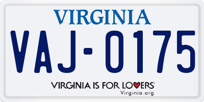 VA license plate VAJ0175