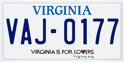 VA license plate VAJ0177