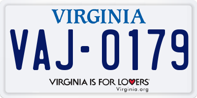 VA license plate VAJ0179
