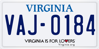 VA license plate VAJ0184