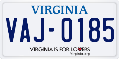 VA license plate VAJ0185