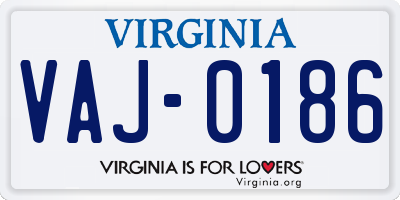VA license plate VAJ0186