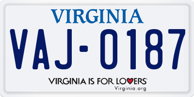 VA license plate VAJ0187