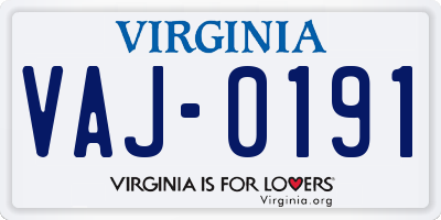 VA license plate VAJ0191