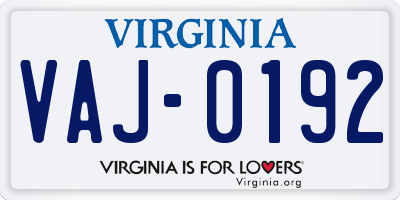 VA license plate VAJ0192