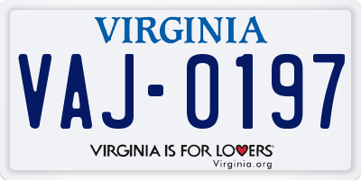 VA license plate VAJ0197