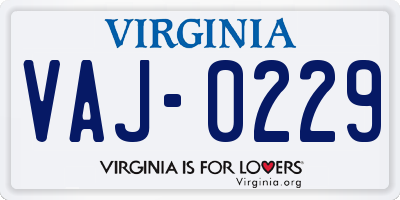 VA license plate VAJ0229
