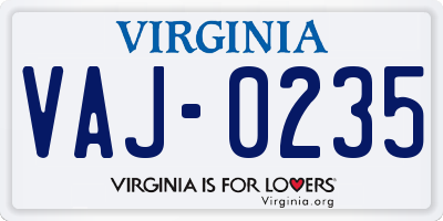 VA license plate VAJ0235