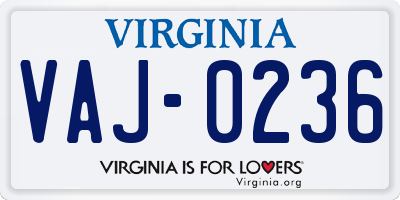 VA license plate VAJ0236
